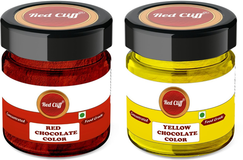 RED CLIFF Edible Red & Yellow Chocolate Powder Color for Cakes, Desserts,Confectionery Yellow, Red(20 g)