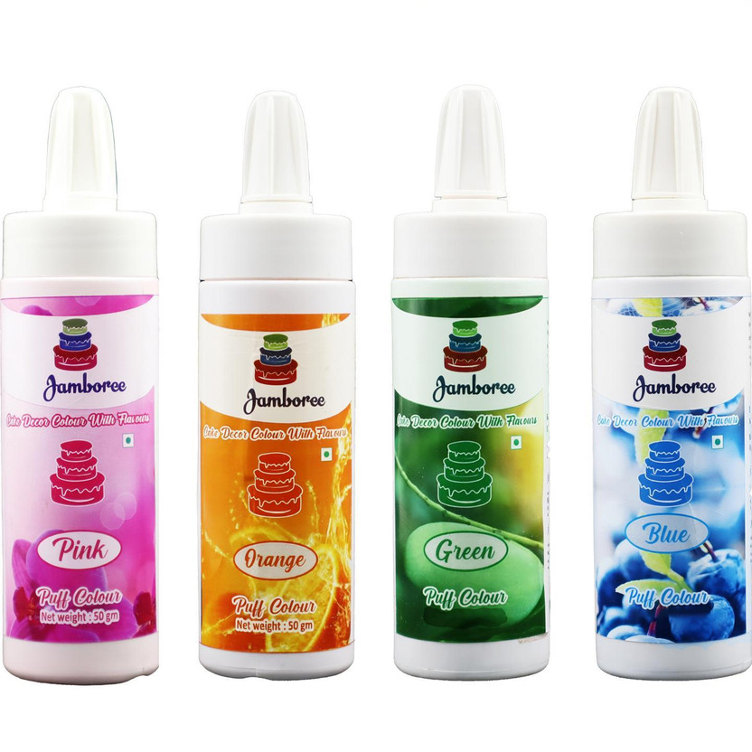 JAMBOREE Edible Puff Color|Phus Phus Spray Color for Cakes Decoration |Color Dust Multicolor(200 g)