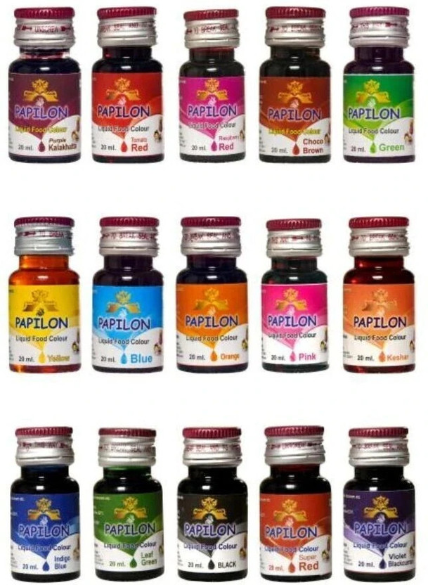PAPILON Liquid Food Colour 20ml x 15 bottles ( ) Multicolor(300 ml)