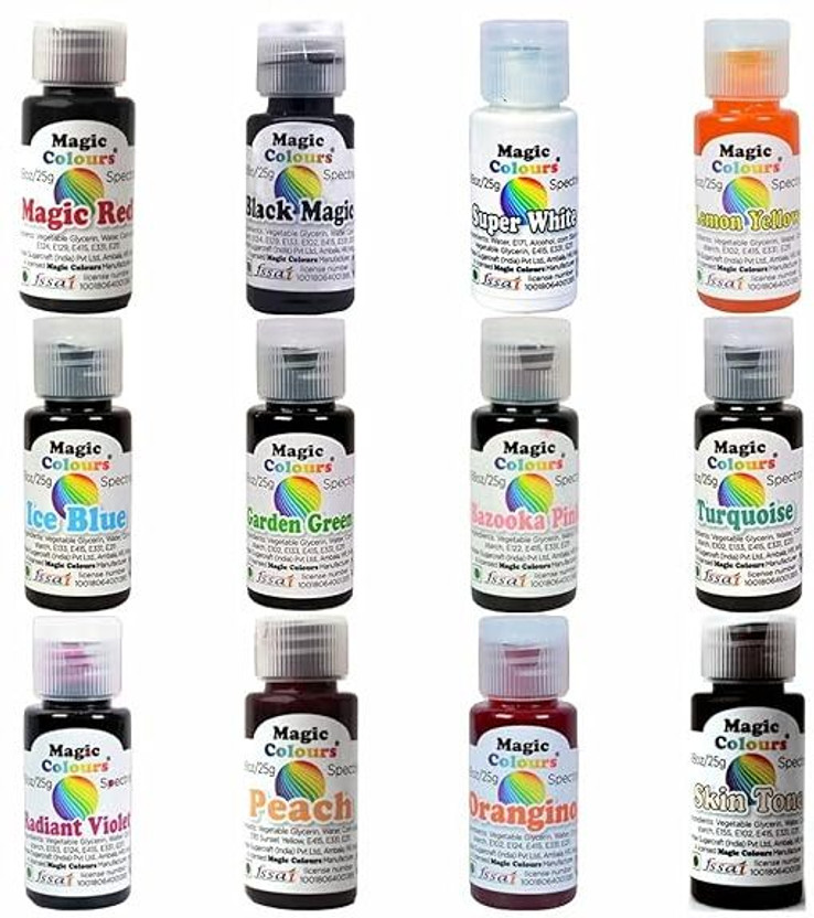 KONFIZ KONFIZ Magic Colours Spectral Gel Mini-(SET-2) 12 Colour Set Edible Gel Colors Multicolor(300 g) - Flipkart Deal