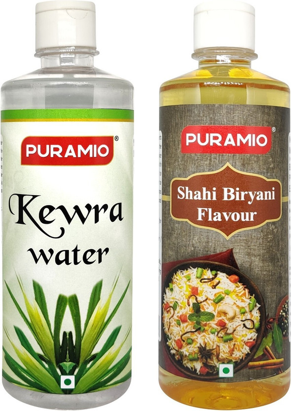 PURAMIO Biryani Combo Pack - Kewra Water & Shahi Biryani Flavour, 500ml each Kewra Liquid Food Essence(1000 ml)