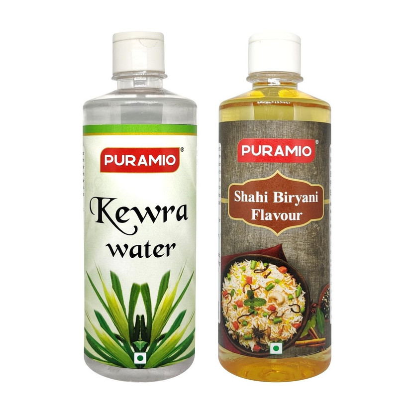 PURAMIO Biryani Combo Pack - Kewra Water & Shahi Biryani Flavour, 500ml each Kewra Liquid Food Essence(1000 ml)