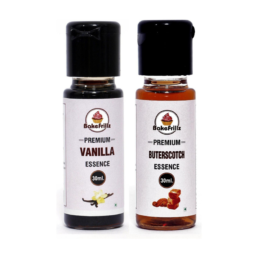 Bakefrillz Vanilla & Butterscotch Food Flavour Essence for cake making, essence for cake baking Vanilla Liquid, Liquid Food Essence(60 ml)
