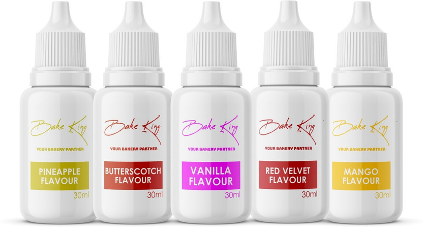 Bake King Set of 5 Food Essence for making Cakes Sweets & ice || Creams Shakes (30ml each) Mixed Fruit Liquid Food Essence(150 ml)