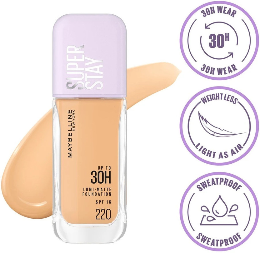 MAYBELLINE NEW YORK Super Stay Lumi Matte Foundation 30H Longwear Light As Air Foundation(220, 35 ml)