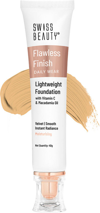 SWISS BEAUTY Flawless Finish Foundation | Medium Coverage Lightweight | Oil Free Radiant Foundation(Natural Nude, 40 g)