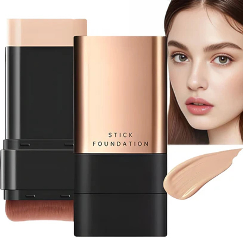 OSUFI 2 in 1 Luxury Anti-Wrinkle Foundation Stick, Long-Lasting With Brush 1 Pcs Foundation(Natural, 20 g)
