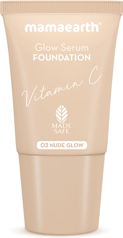 Mamaearth Glow Serum Foundation Mini Tube with Vitamin C & Turmeric for 12-Hour Long Stay Foundation(Nude Glow, 18 ml)