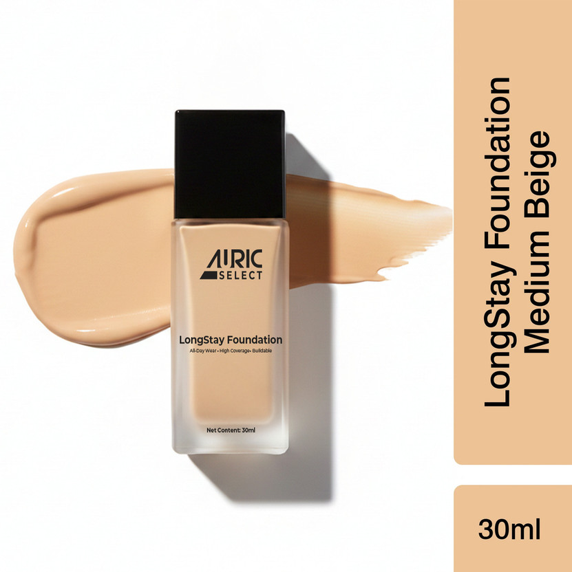 Auric LongStay Foundation Medium Beige Foundation(Medium Beige, 30 ml)