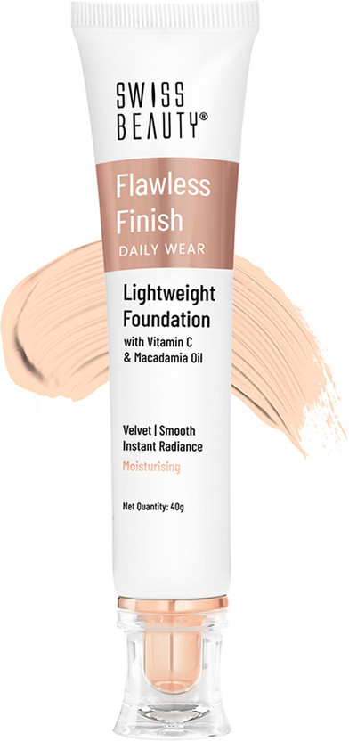 SWISS BEAUTY Flawless Finish Foundation | Medium Coverage Lightweight | Oil Free Radiant Foundation(Soft Ivory, 40 g)