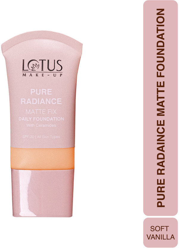 LOTUS MAKE - UP Pure Radiance Matte Foundation- 01 Soft Vanilla, Matte Finish, SPF 20 Foundation(Soft Vanilla, 30 ml)
