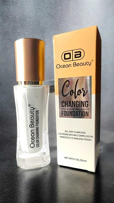 OCEAN BEAUTY Color Changing Waterproof Liquid Long Lasting Matte Finish Mini Finger Blender Foundation(Full High HD Coverage Makeup Cream For Oily Dry Dark Dusky Skin 24 Hours Beige, 50 ml)