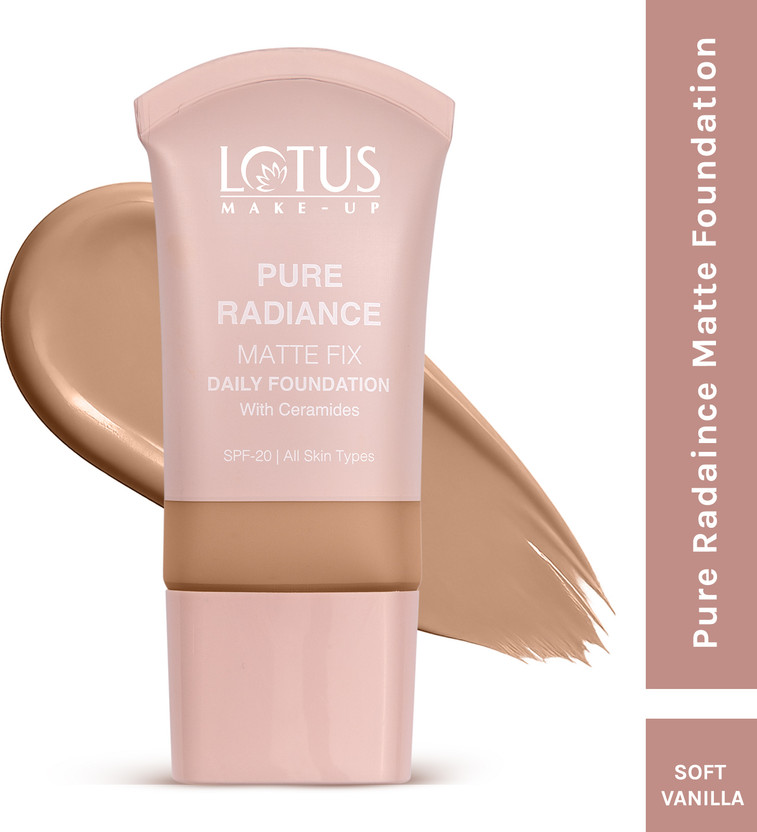 LOTUS MAKE - UP Pure Radiance Matte Foundation- 01 Soft Vanilla, Matte Finish, SPF 20 Foundation(Soft Vanilla, 30 ml)