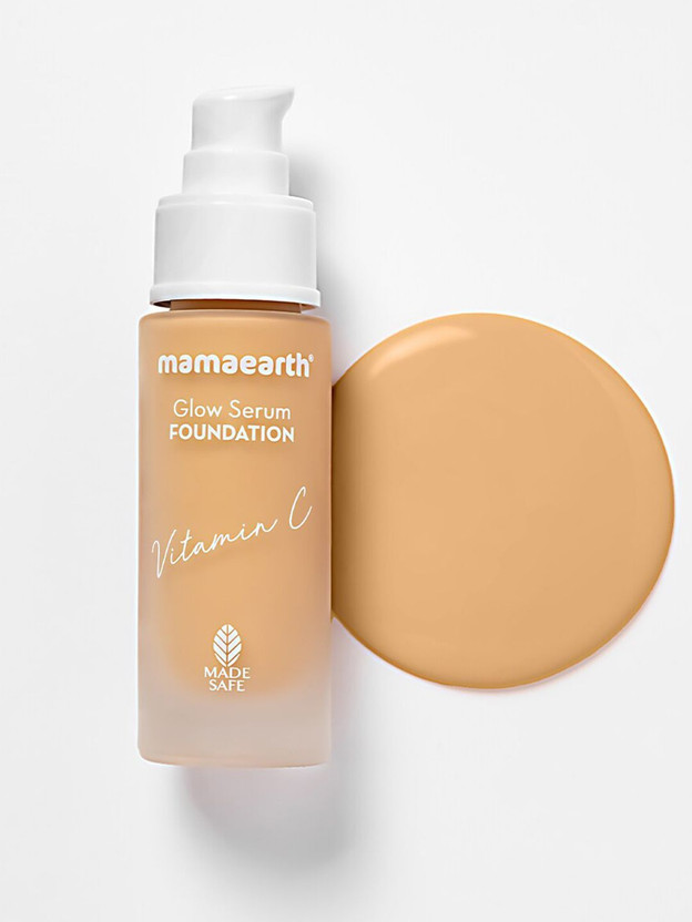 Mamaearth Glow Serum Foundation with Vitamin C & Turmeric for 12-Hour Long Stay Foundation(Nude Glow, 30 ml)