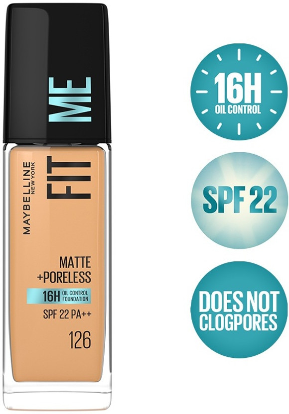 MAYBELLINE NEW YORK Matte+Poreless Liquid Foundation 126 Light pecan |16 HR Oil Control,30 ml Foundation(Light pecan, 30 ml)