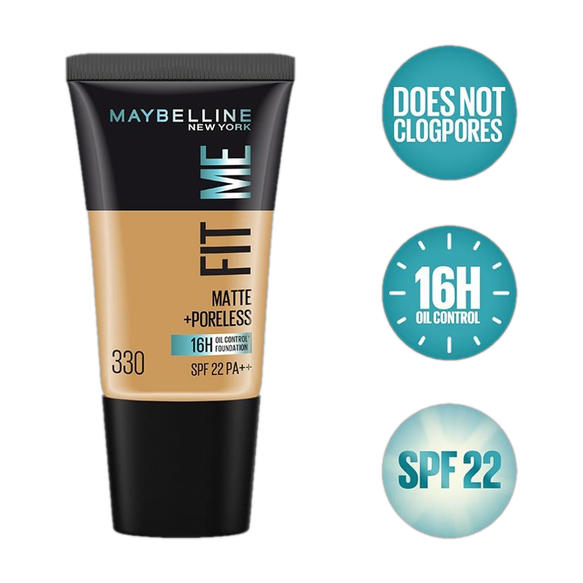 MAYBELLINE NEW YORK Matte+Poreless Liquid Tube Foundation(330 Toffee, 18 ml)