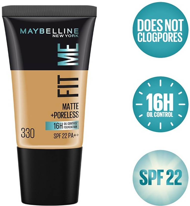 MAYBELLINE NEW YORK Matte+Poreless Liquid Tube Foundation(330 Toffee, 18 ml)
