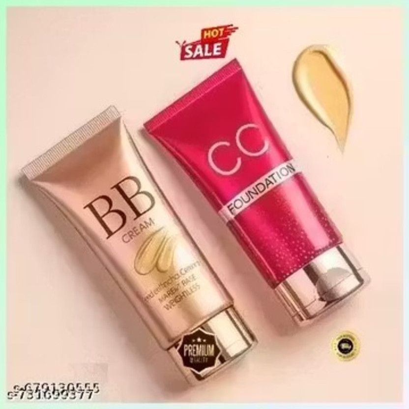 shevique BB Cream CC Cream Combo | Even Skin Tone & Hydrating Formula Foundation(Natural Beige, 60 ml)