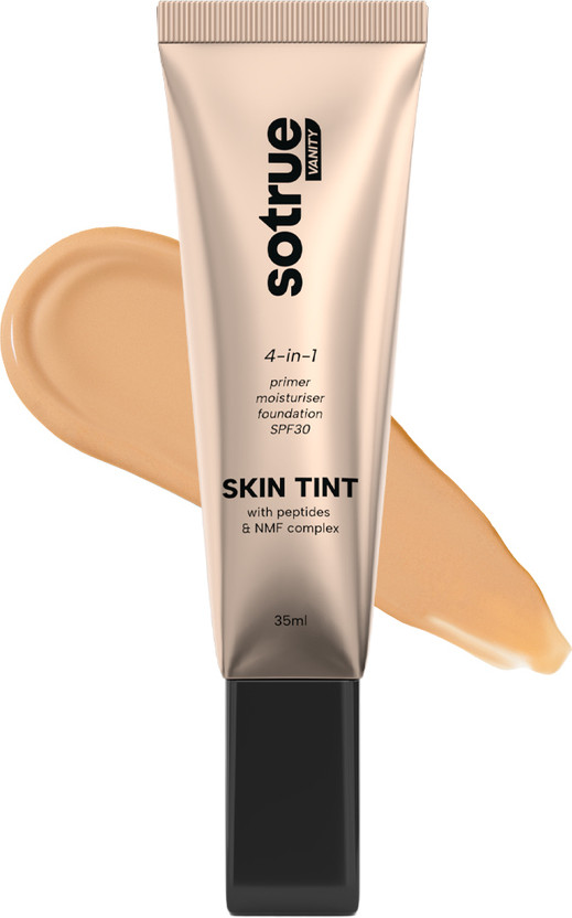 Sotrue 4-in-1 Skin Tint | Primer+Moisturiser+Foundation+SPF30 | Seamless Coverage, Foundation(3.0 Almond, 35 ml)