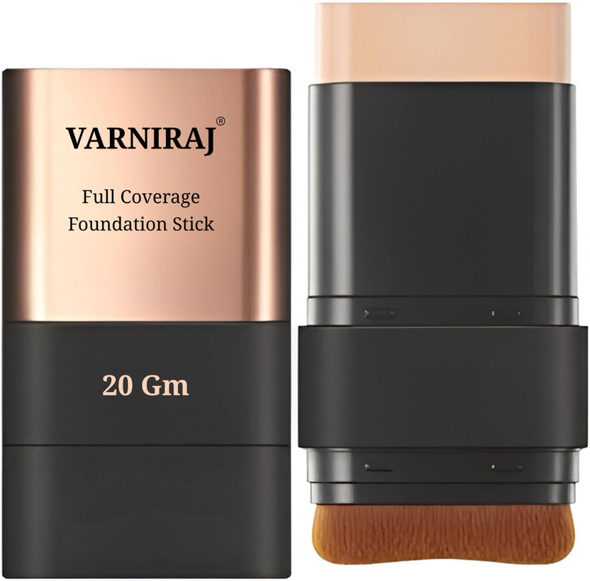 Varniraj Foundation Stick with Brush for Oily Skin, Dry Skin & Dark Skin Long Lasting Foundation(Light Beige, 20 g)