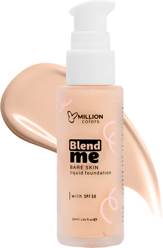 Million Colors Blend Me Bare Skin Waterproof Liquid Foundation for Oily & Dry Skin with SPF 20 Foundation(NATURAL BUFF, 30 ml)