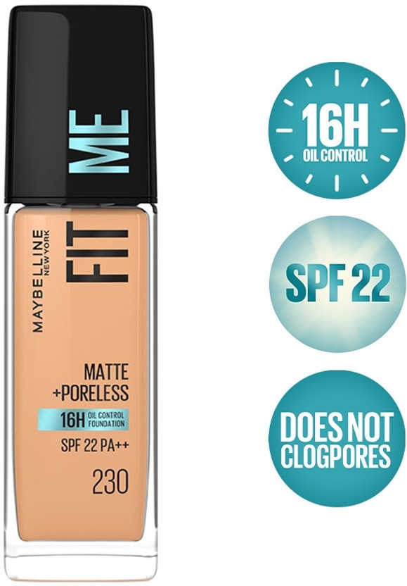MAYBELLINE NEW YORK Fit Me Matte+Poreless Liquid Foundation (With Pump & SPF 22), 230 Natural Buff, 30ml Foundation(230 Natural Buff, 30 ml)