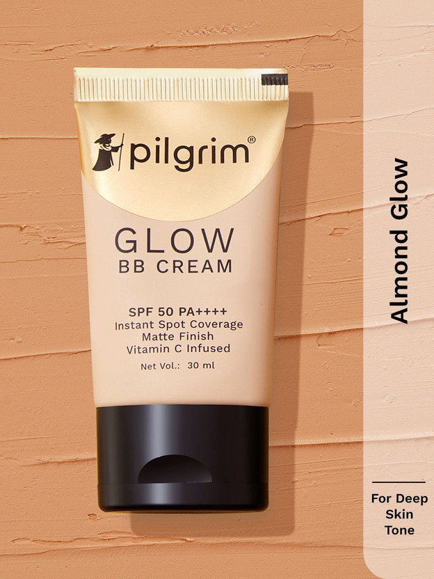 Pilgrim Glow BB Cream|Instant Spot Coverage with SPF 50 PA++++|Almond Glow 05 Foundation(Brown, 30 ml)