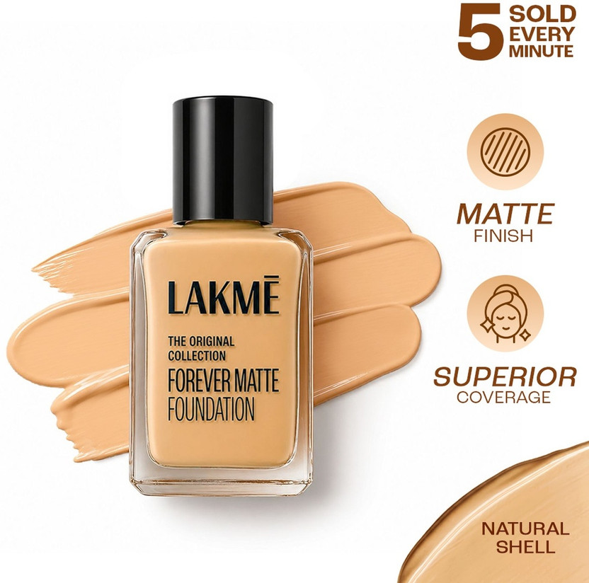 Lakmé Forever Matte , Superior Coverage, Vit E, Lightweight Foundation(Shell, 27 ml)