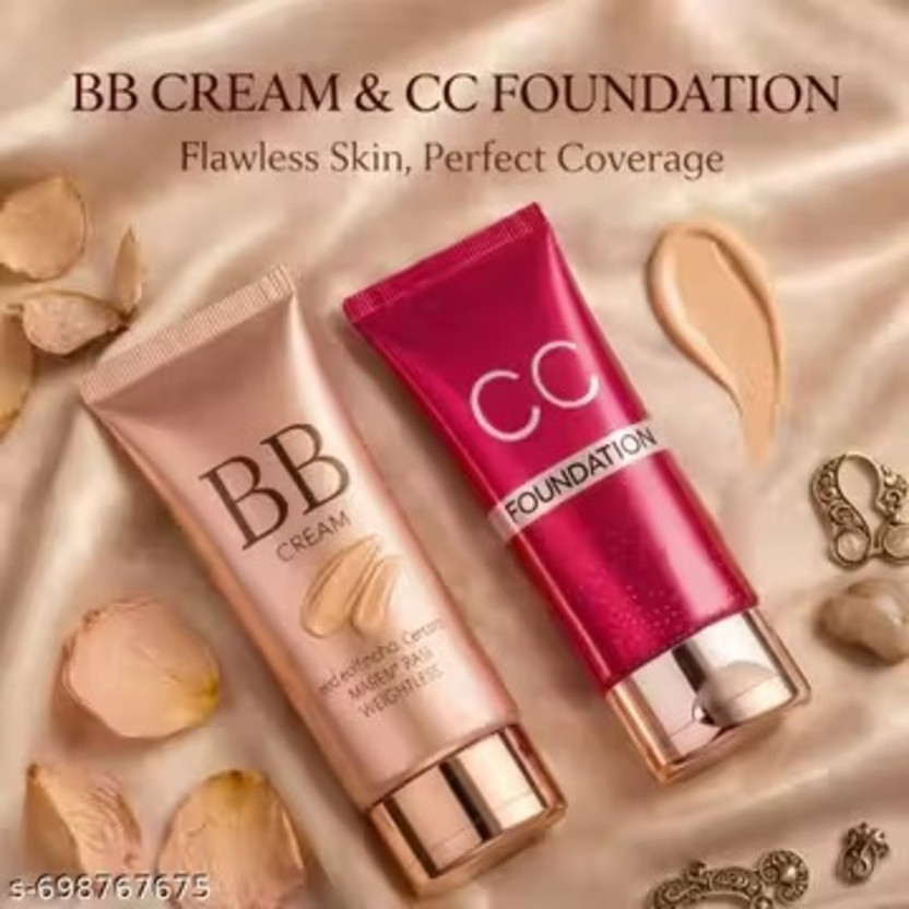 shevique BB + CC Cream Combo | Even Tone, Bright Skin & Soft Coverage Foundation(Natural Beige, 60 ml)