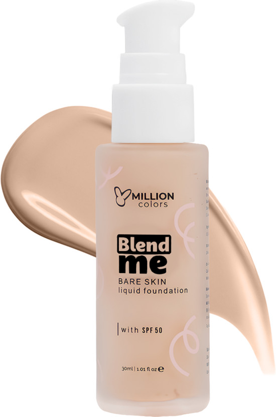 Million Colors Blend Me Bare Skin Waterproof Liquid Foundation for Oily & Dry Skin with SPF 20 Foundation(ROSE BEIGE, 30 ml)
