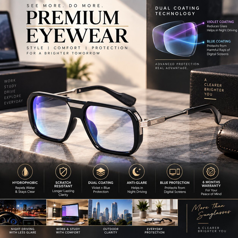 KOPEK Full Rim Square, Aviator Frame(51 mm)