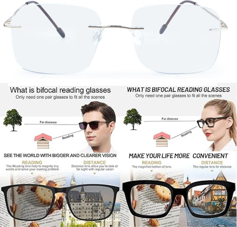 Redex Rimless (+2.75) Square Reading Glasses(55 mm)
