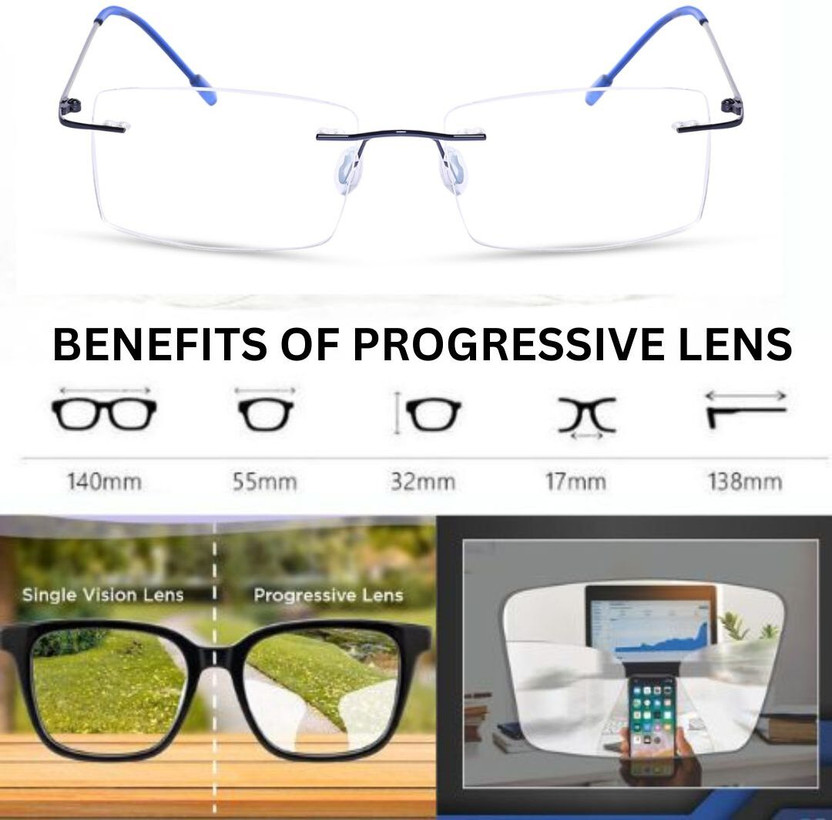 Redex Rimless (+1.00) Rectangle Reading Glasses(55 mm)