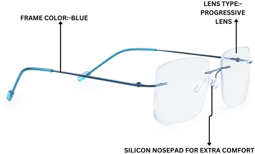 Redex Rimless (+1.75) Square Reading Glasses(55 mm)