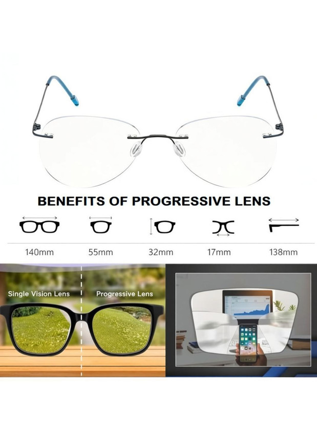 Redex Rimless (+2.25) Aviator Reading Glasses(55 mm)