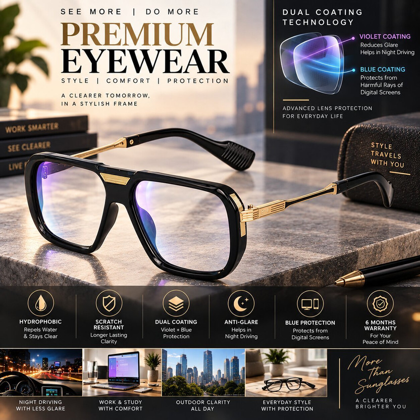 KOPEK Full Rim Square, Aviator Frame(51 mm)