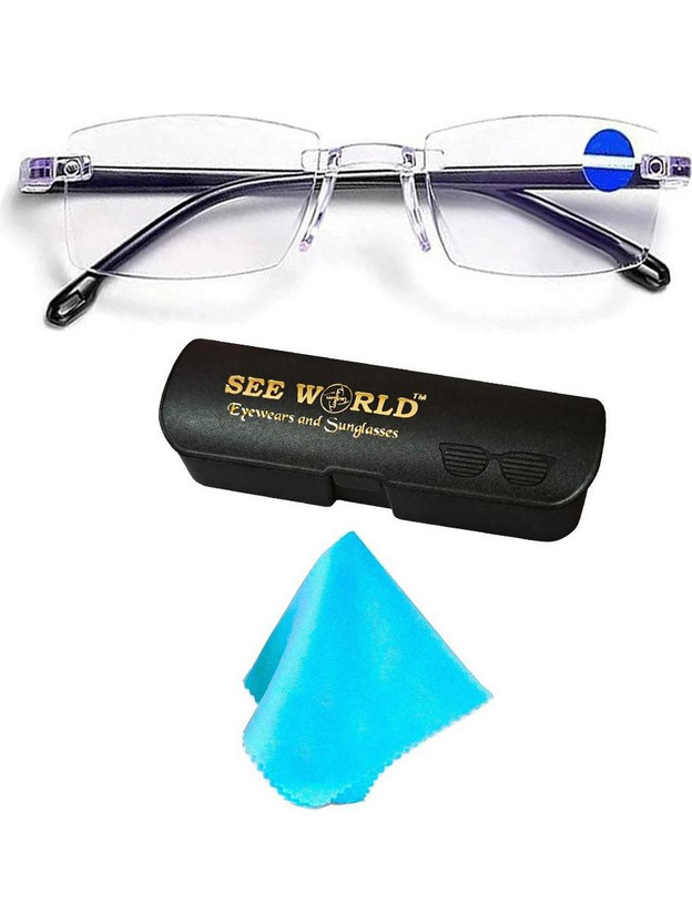 See World Rimless (+2.75) Rectangle Reading Glasses(140 mm)