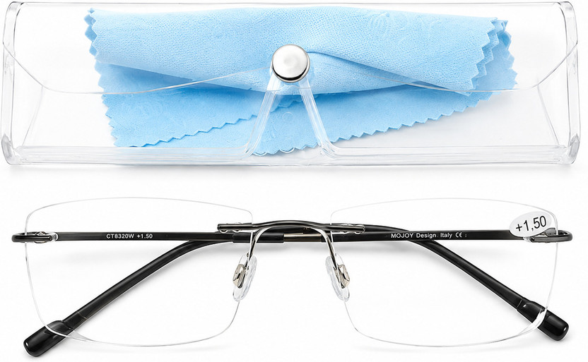 CUBA VISION Rimless (+2.00) Rectangle Reading Glasses(121 mm)