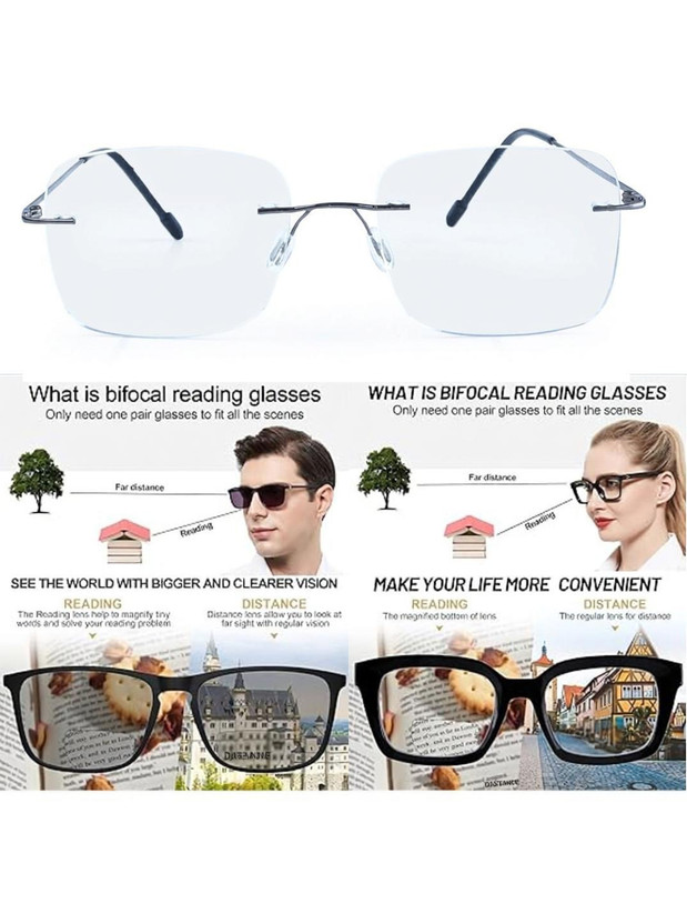 Redex Rimless (+1.50) Square Reading Glasses(55 mm)