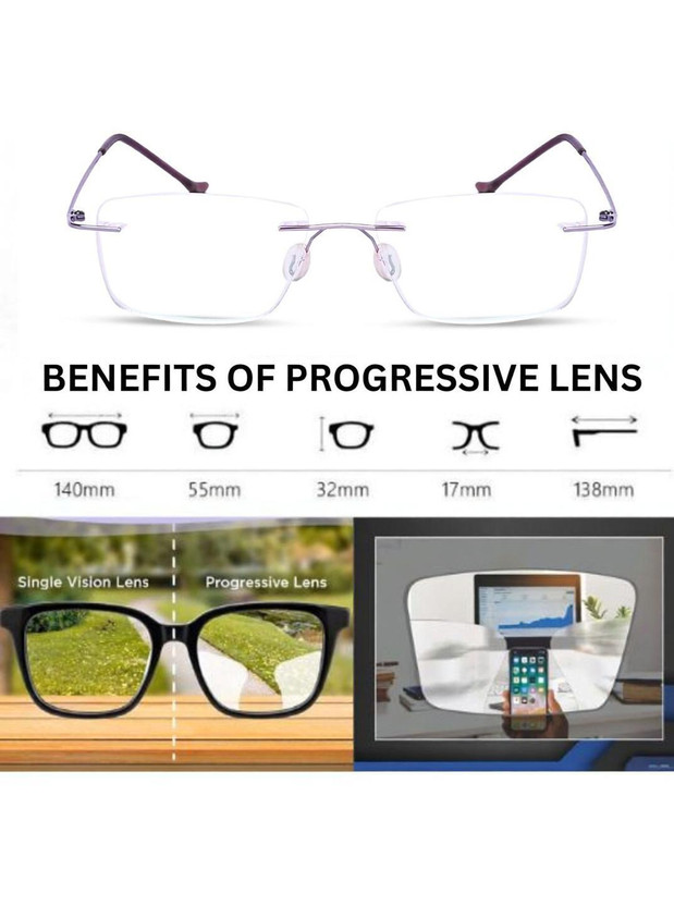 Redex Rimless (+1.00) Rectangle Reading Glasses(55 mm)