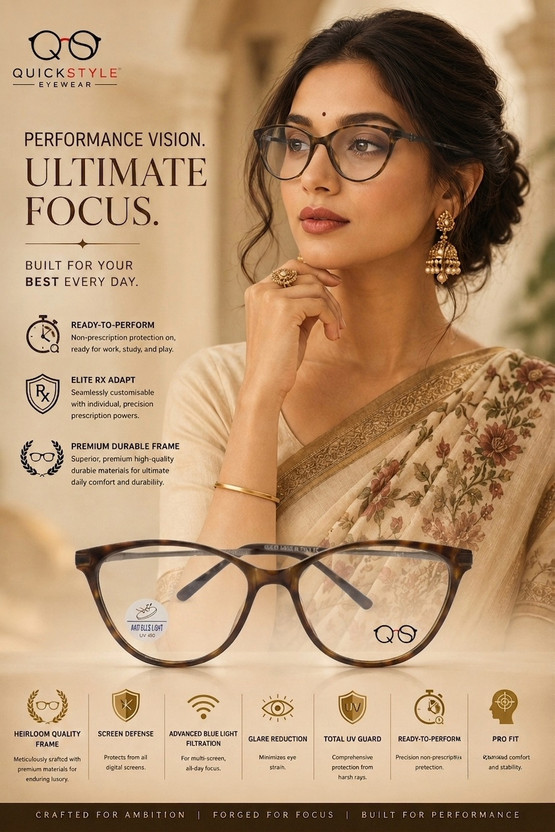 Quick Style Full Rim Oval, Cat-eyed Frame(47 mm)