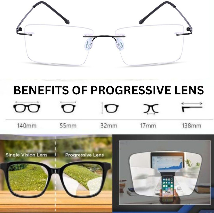 Redex Rimless (+2.00) Rectangle Reading Glasses(55 mm)