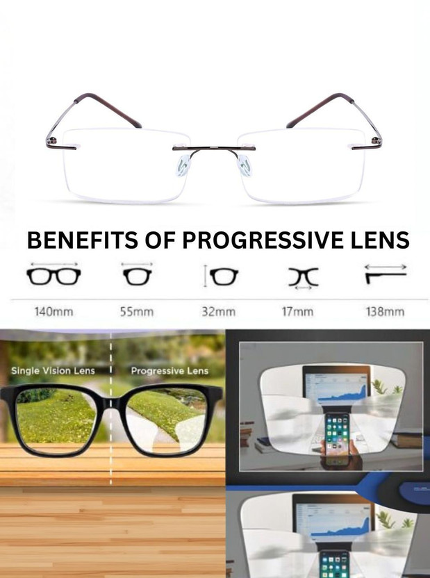 Redex Rimless (+2.00) Rectangle Reading Glasses(55 mm)