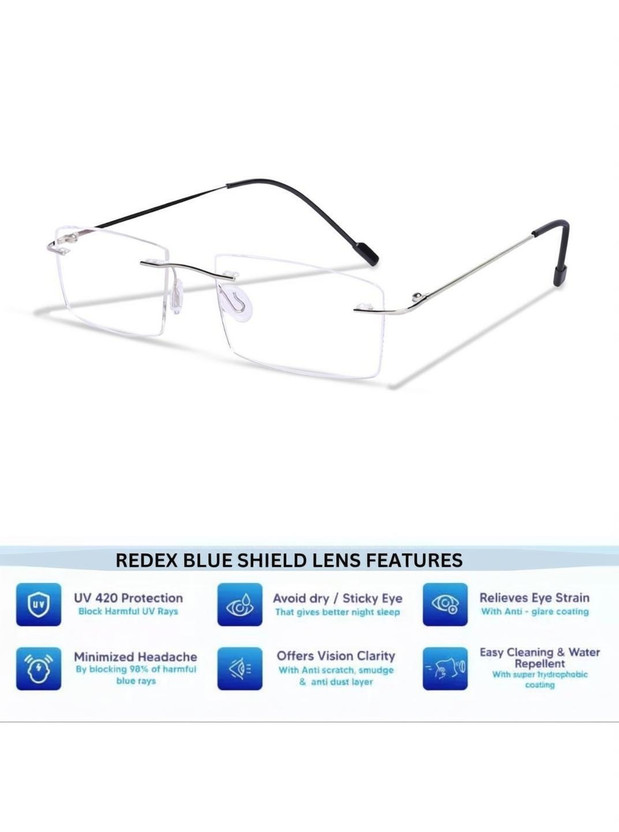 Redex Rimless (+1.50) Rectangle Reading Glasses(55 mm)