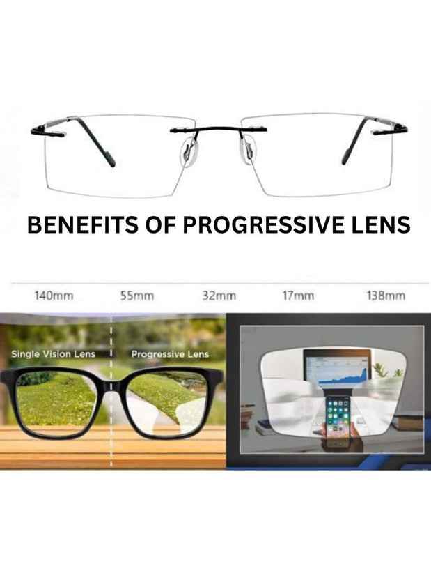 Redex Rimless (+1.75) Rectangle Reading Glasses(55 mm)