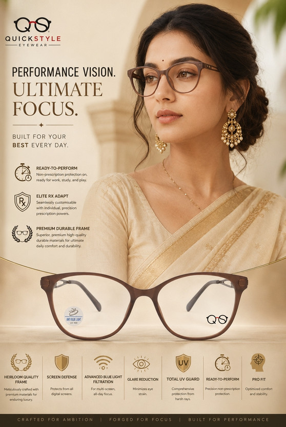Quick Style Full Rim Oval, Cat-eyed Frame(47 mm)
