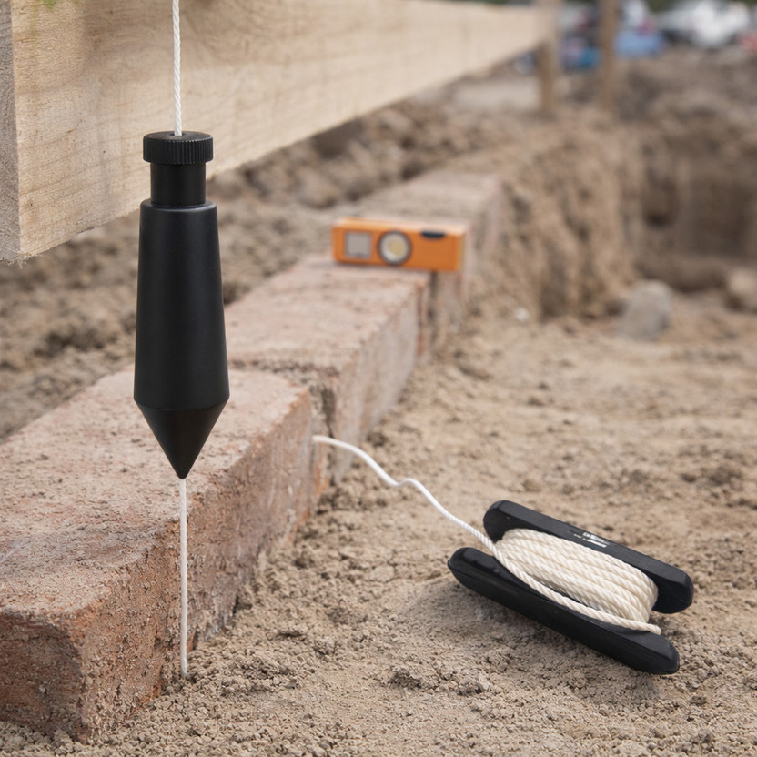 Decorman Black Metal Plumb Bob with String – Precision Surveying Tool Measuring Scale Cube