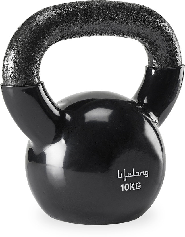 Lifelong Vinyl Cast Iron Kettlebell Black Kettlebell(10 kg)