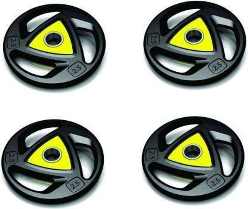 YMD Olympic Barbell/Rod Rubber Plates (2.5KG Pack of 4), 3 Holes Hand Grip Black Weight Plate(10 kg)