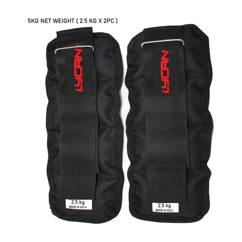 LYCAN LYCAN Wrist/Ankle Weights Resistant Leg Running Cross Fitness Gym 2.5KGX2 (5KG) Black Ankle & Wrist Weight(5 kg) - Flipkart Deal